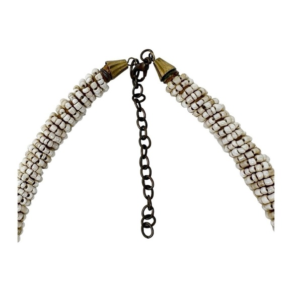 Vintage Bohemian Chic Seed, Glass Beads, Wood and Metal Bib Necklace - Picture 7 of 7